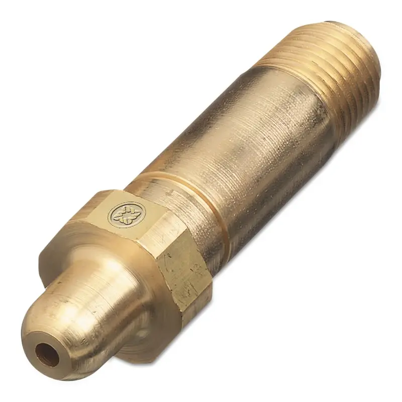 Western Brass Nipple With Check Valve: 1/4" Npt × 2.5", Cga-326 (Part #13-3Cv) 1