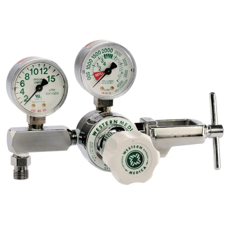 Western Single-Stage Oxygen Flow Regulator With Gauge – 2–15 Lpm Range (M1-870-15Fg) 1