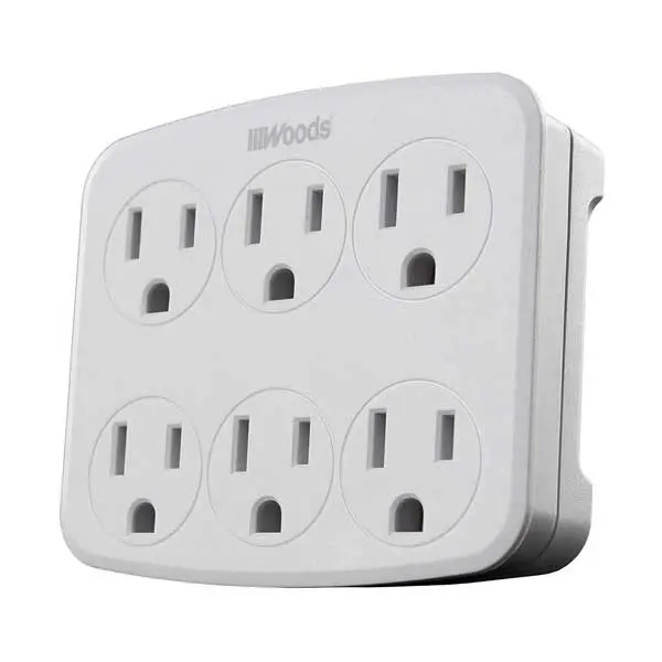 Woods 6-Outlet Wall Tap With Integrated Smartphone Charging Cradle (Model 41196) 1
